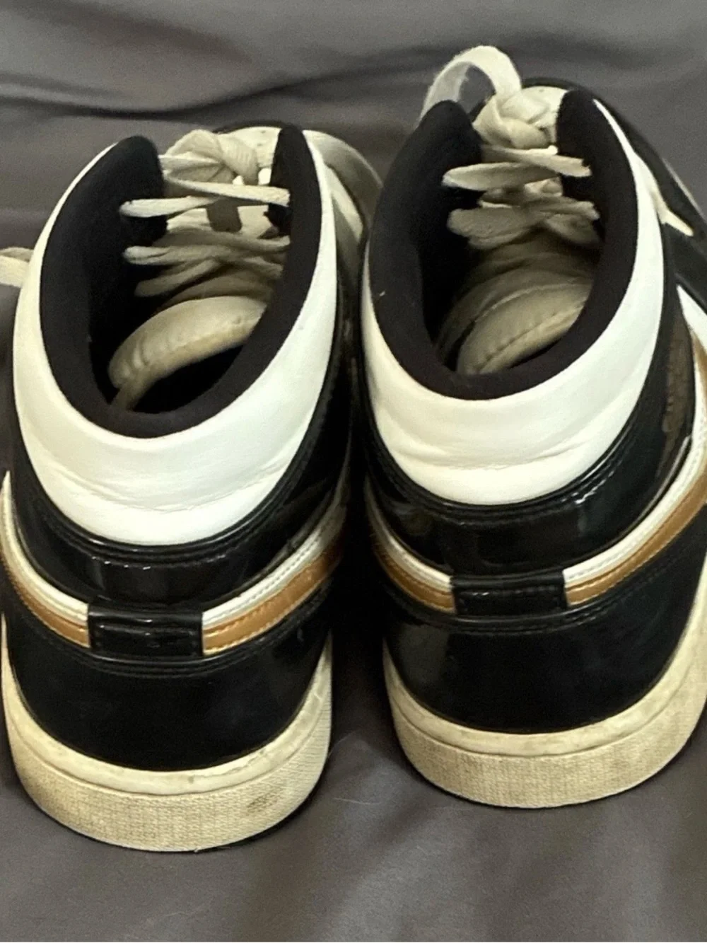 Nike Men’s High-Top Sneakers in Black, White & Gold